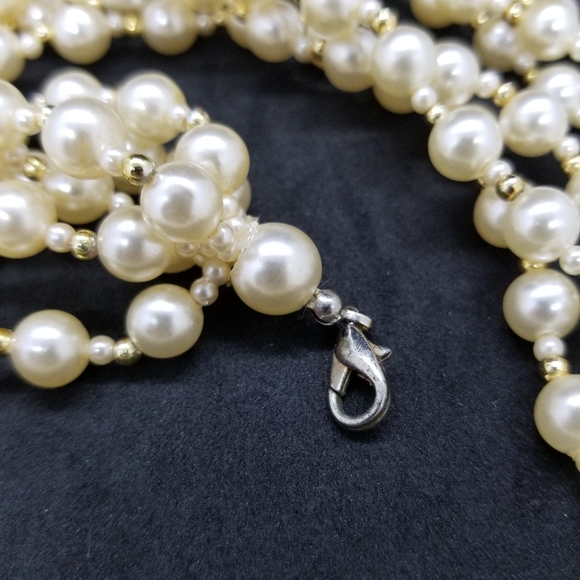 Vintage multi-strand pearl & gold bead necklace - Picture 4 of 6